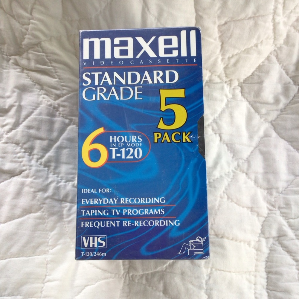 5 pack MAXELL VHS tapes NEW